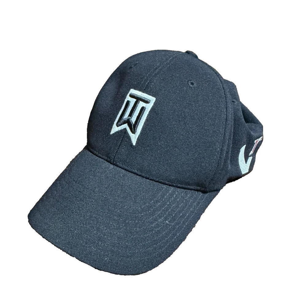 Nike One Tiger Woods 20XI Vr Hat M/L Golf Black FlexFit Cap Embroidered Logos